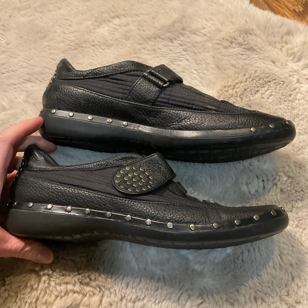 Stuart Weitzman Black Leather Studded Sneakers Size 9 Womens‎ - Picture 3 of 9
